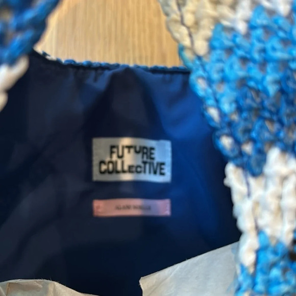 Future Collective Tote Blue Striped Straw Summer Purse Bag NWT - Picture 5 of 6